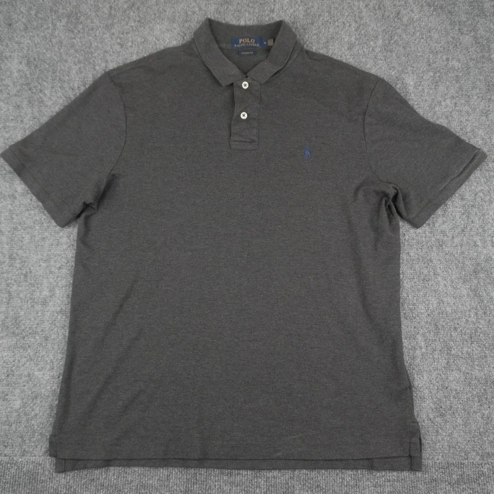 Polo Ralph Lauren Polo Shirt Mens Medium Dark Grey Classic Fit Short Sleeve Pony